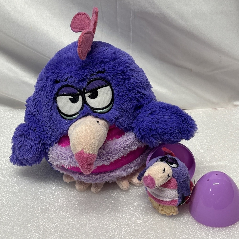 Koo Koo Bird Plush Purple Angry Bird Stuffed Toy Animal Fat Bird 14" Jay at Play